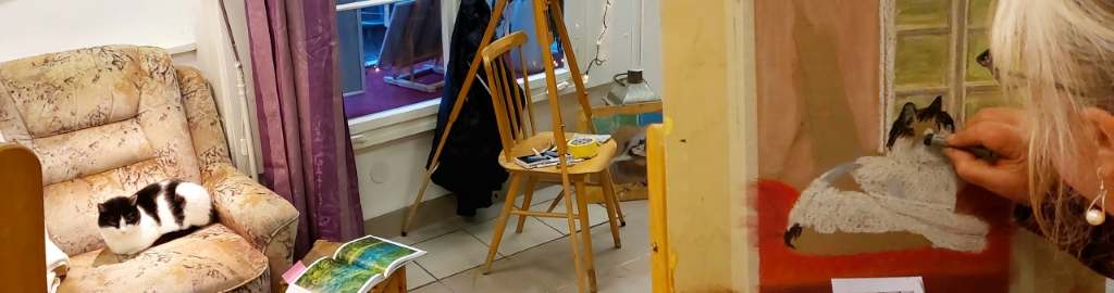 Katze wird gemalt
