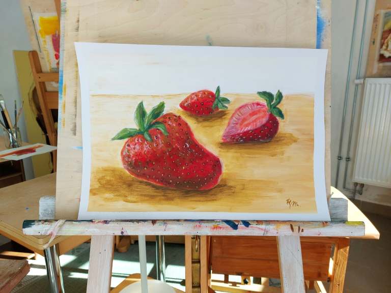 Erdbeeren sind gemalt